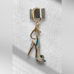 New! Gold & Rhinestone Stiletto Heel Bag Charm/Keychain